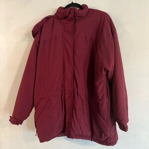 Cabela's Nylon Women's Deep Red Puffer Hooded Jacket
